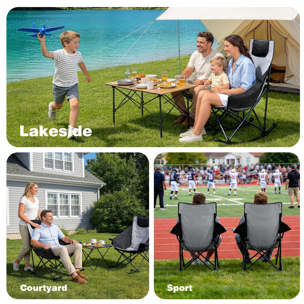 SUNNYFEEL chairs at campsite illustrating relaxed outdoor lounging benefits