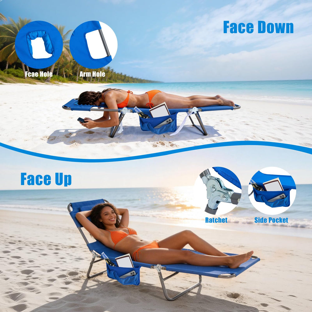 SUNNYFEEL chairs on a beach with towels showing real-world outdoor use