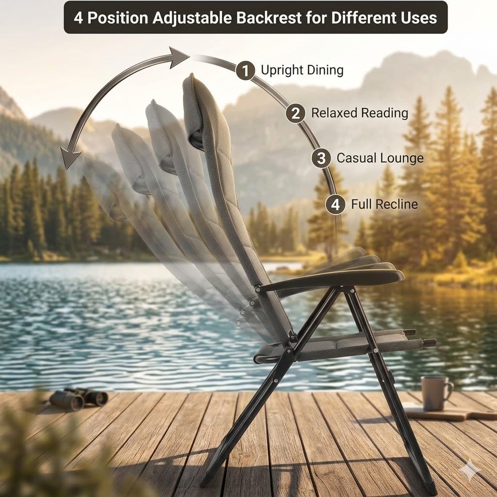 SUNNYFEEL side profile in reclined position demonstrating four-lock comfort