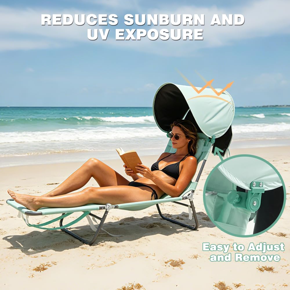 SUNNYFEEL lounger next to person to show 70.9-inch length for generous fit