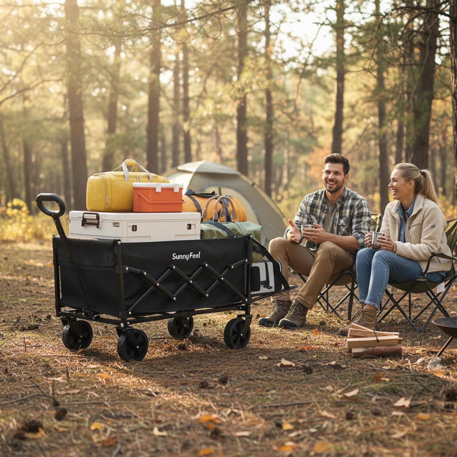 SUNNYFEEL open tailgate revealing 50% extra space for long items and easier loading