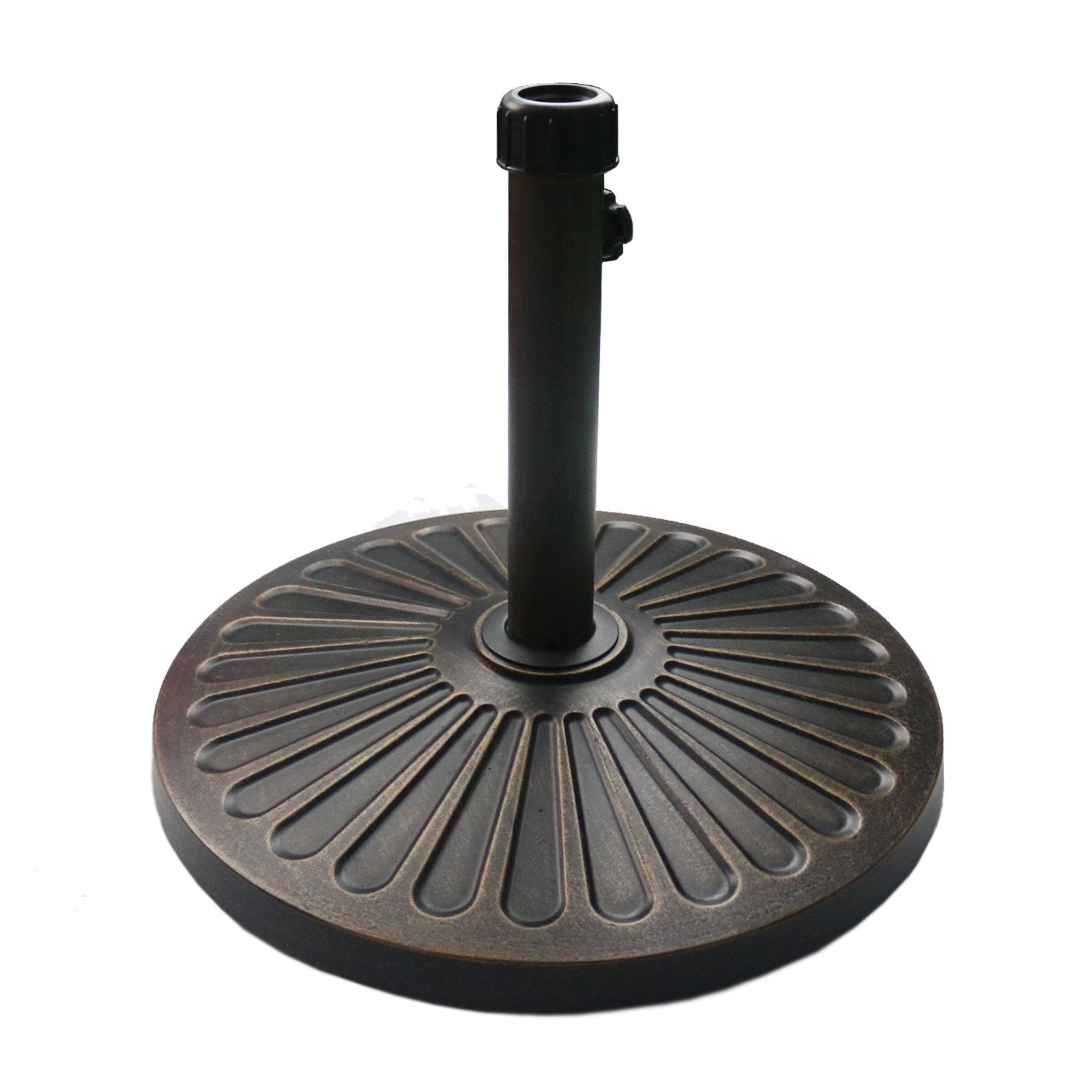 Sunnyglade front view of antiqued round base showing elegant finish and curb appeal