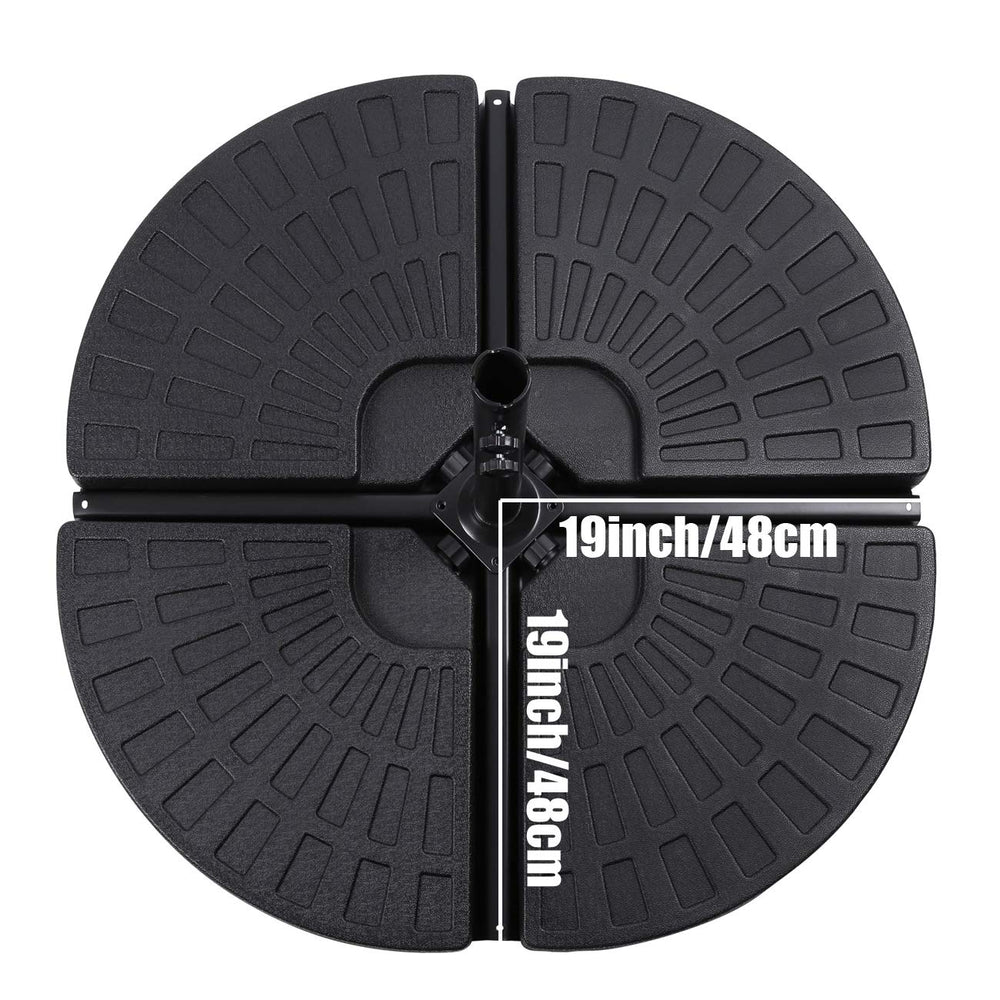 Sunnyglade fan base supporting an offset umbrella providing strong stability
