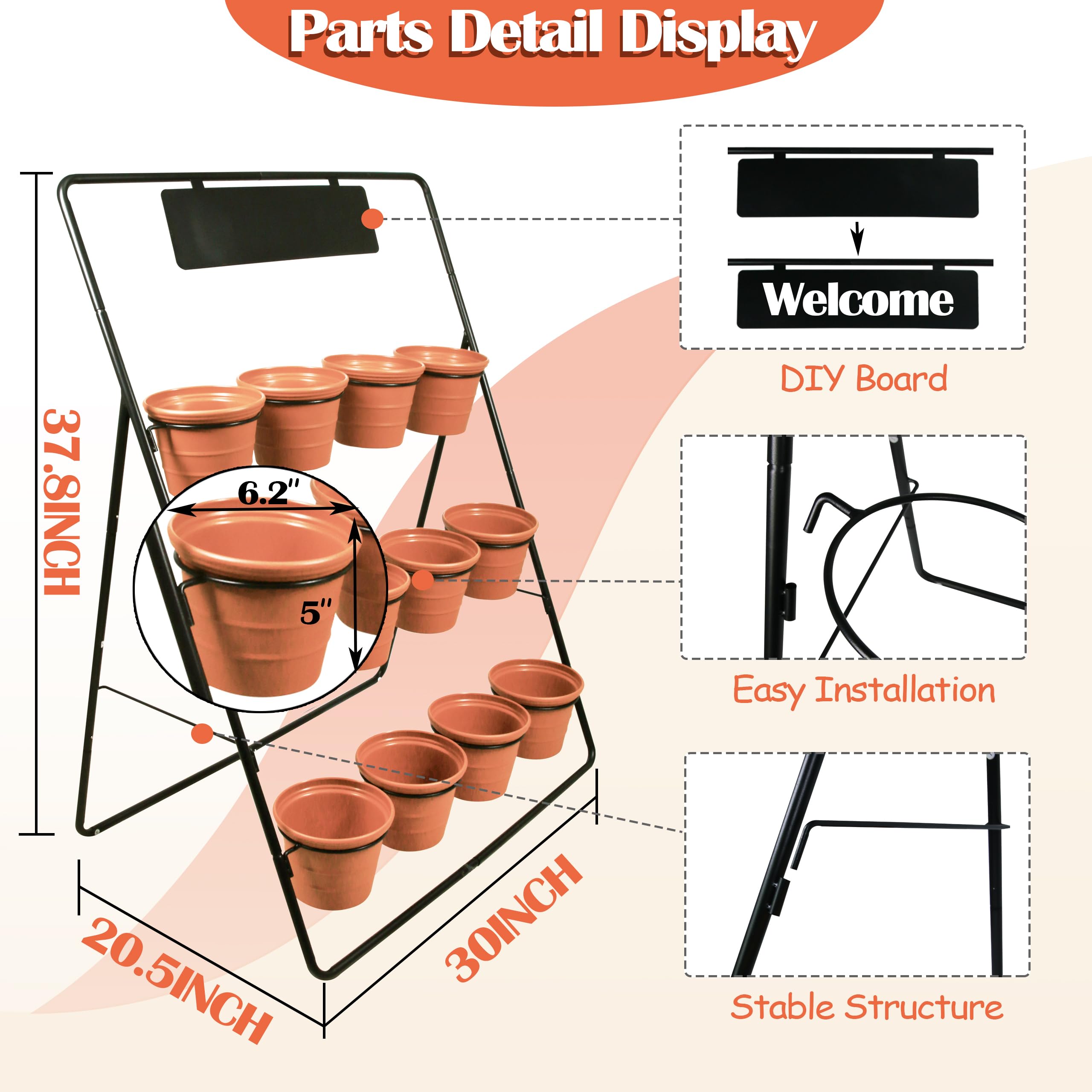 Sunnyglade metal frame close-up showing triangular braces for improved stability
