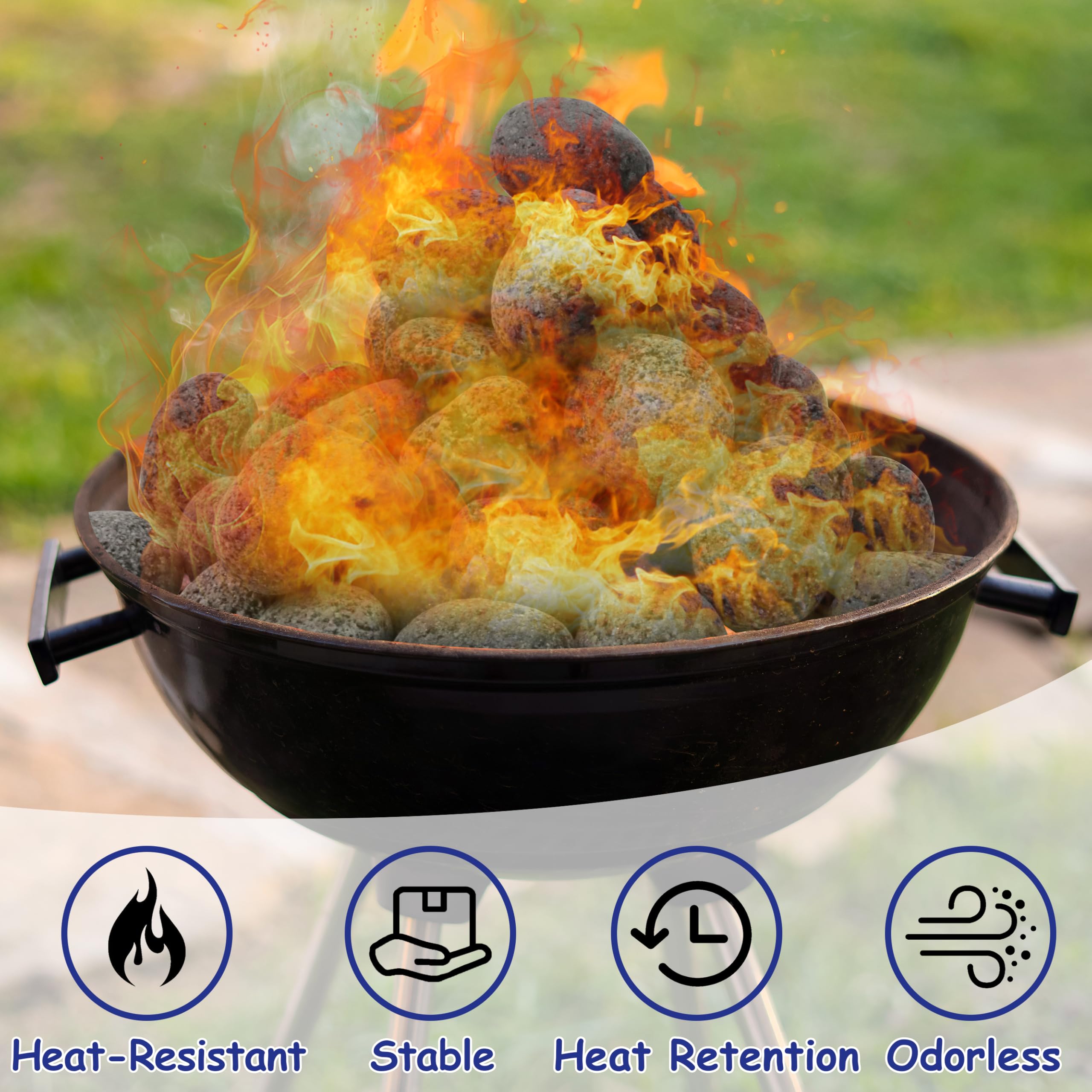 Sunnyglade lava rocks in a gas fire pit creating an even, attractive flame