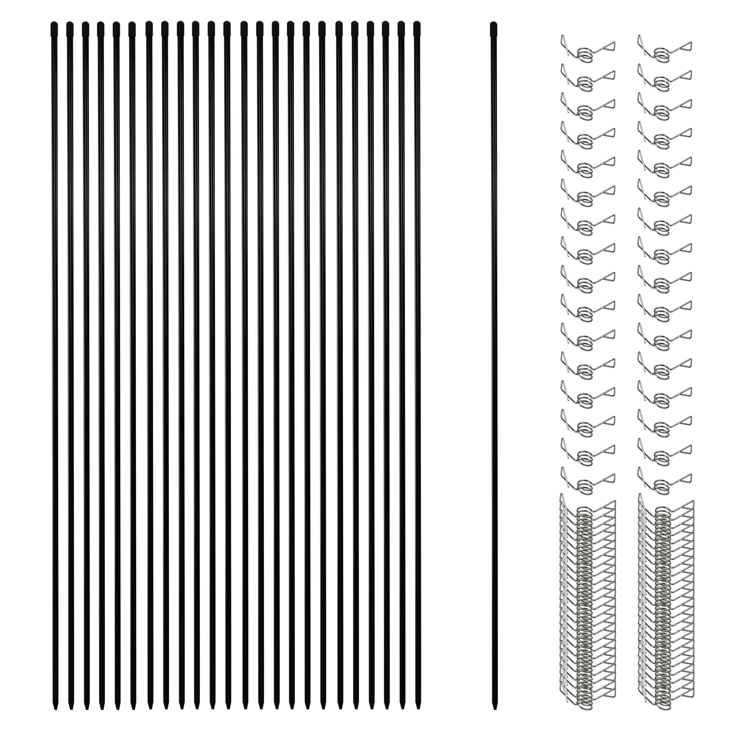 Sunnyglade front packaging showing 25 fiberglass posts and 100 loops for easy setup