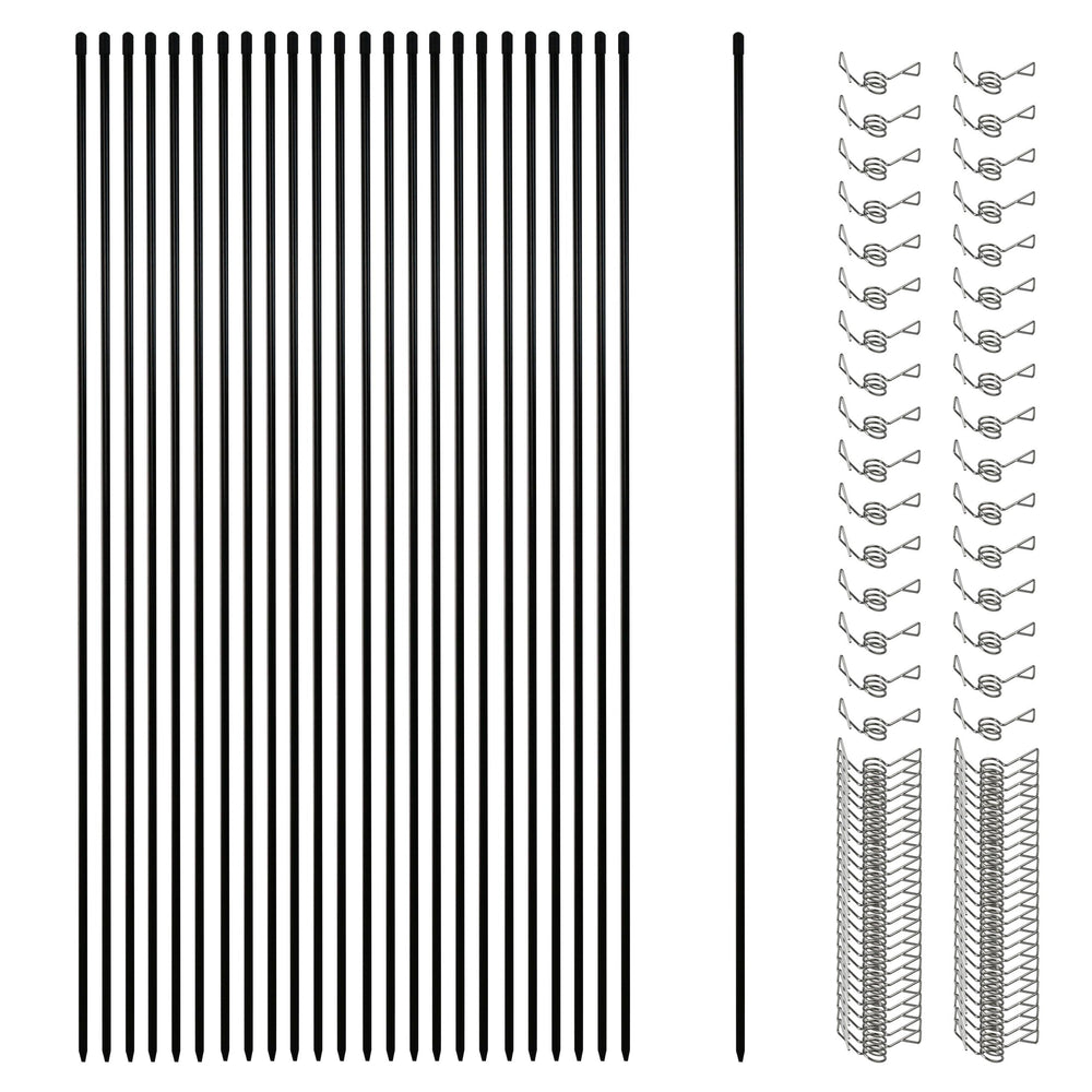 Sunnyglade front packaging showing 25 fiberglass posts and 100 loops for easy setup