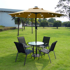 Sunnyglade LED lit in evening creating warm patio atmosphere