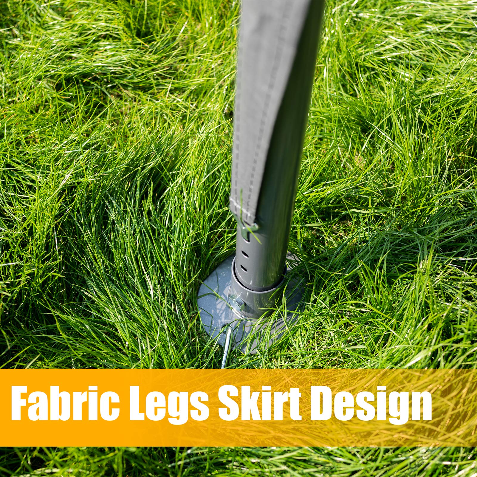 Sunnyglade fabric leg skirt detail covering frame legs for added protection