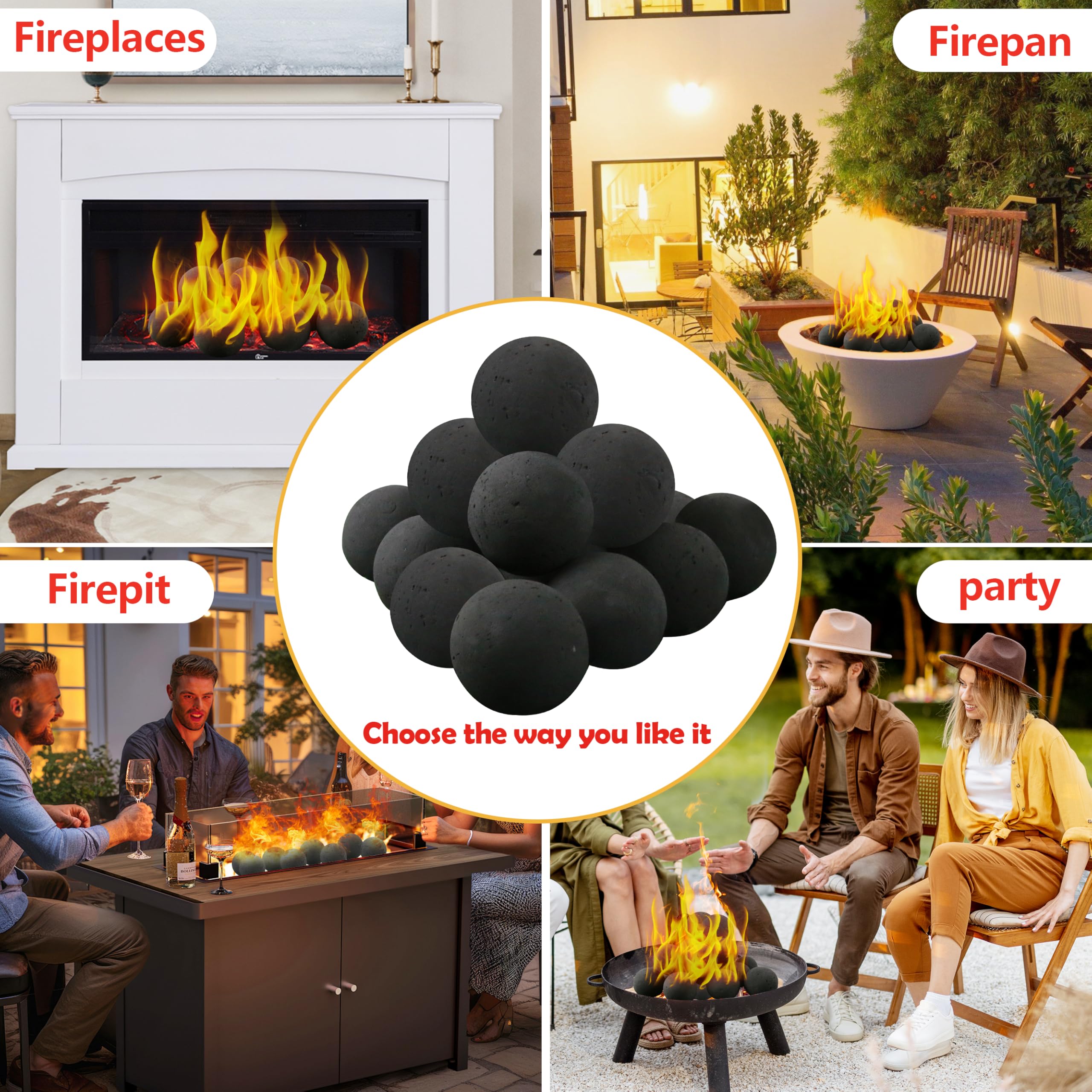 Sunnyglade lifestyle evening scene on patio demonstrating attractive low-ash flames