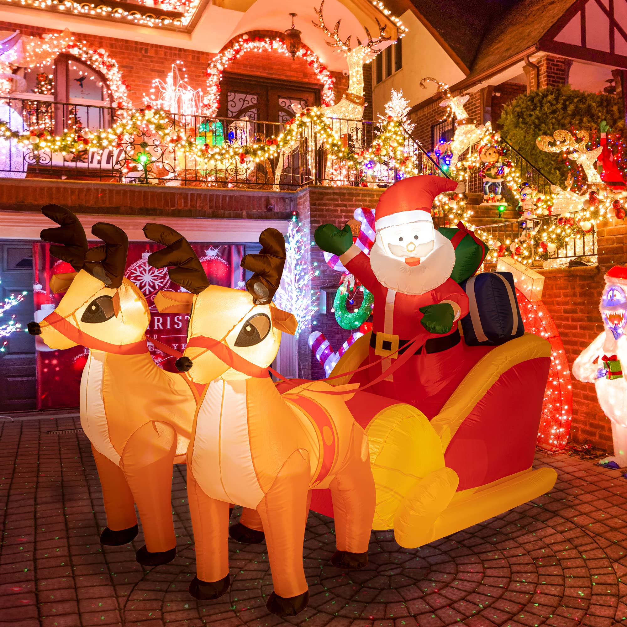 Sunnyglade nighttime yard display with LEDs enhancing curb appeal
