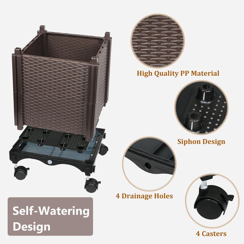 Sunnyglade planter beside a chair showing scale and portability for small-space gardening convenience