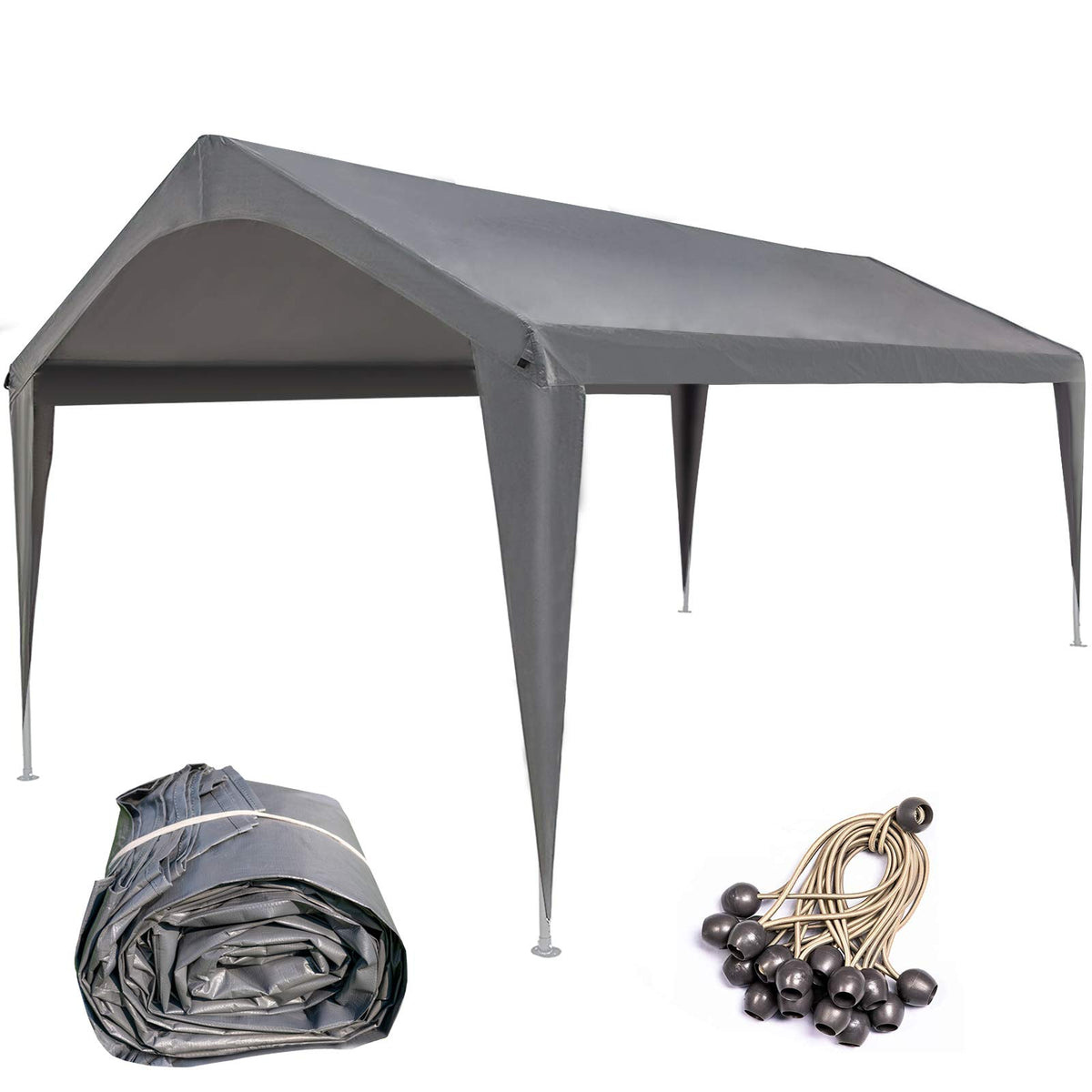 Sunnyglade top cover front view showing full 10x20 canopy protecting vehicles