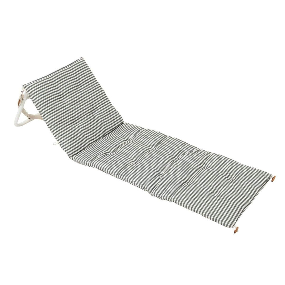 Sunnylife Vacay Olive front view showing full lounger and retro stripes for stylish relaxation