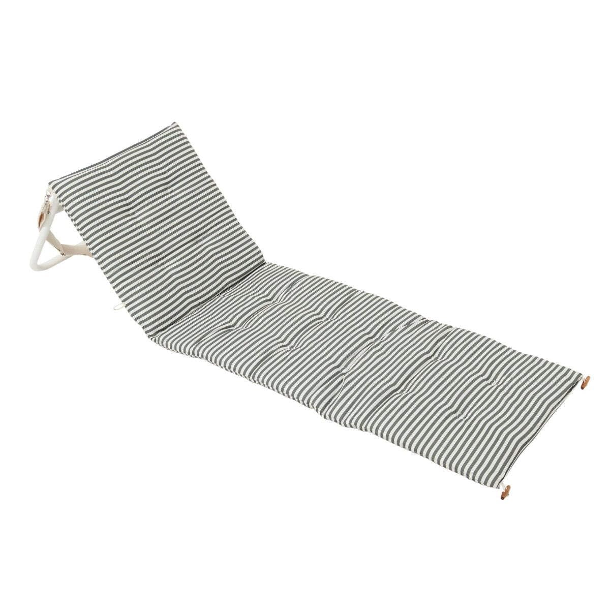 Sunnylife Vacay Olive front view showing full lounger and retro stripes for stylish relaxation