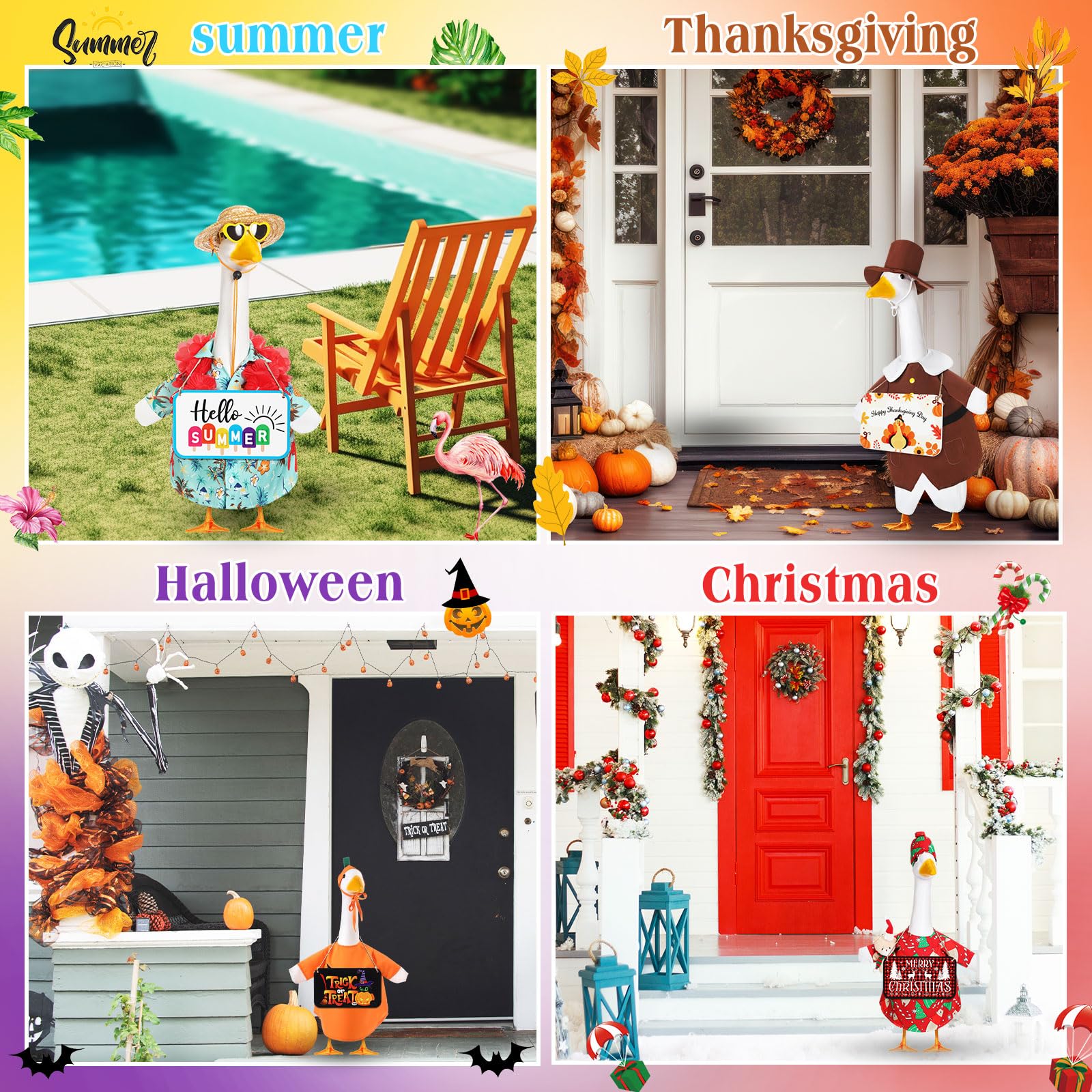 Sunnymove styled porch with goose and signs creating welcoming seasonal charm