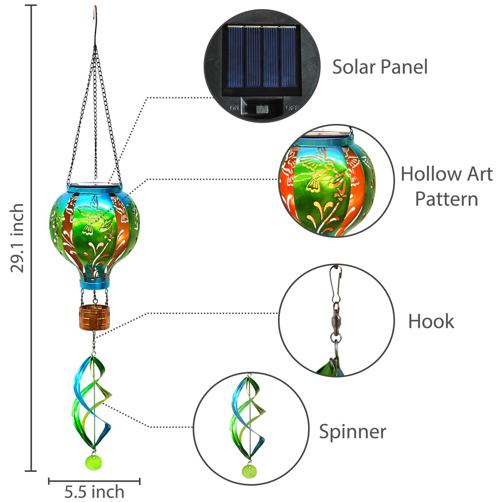 SUNNYPARK solar panel and switch closeup for easy sun charging