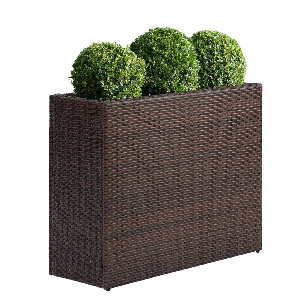 SUNNYPARK front view of rectangular planter showing sleek neutral finish and modern look