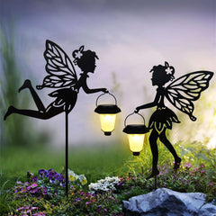 SUNNYPARK front view of two fairy stakes showing overall design and glow