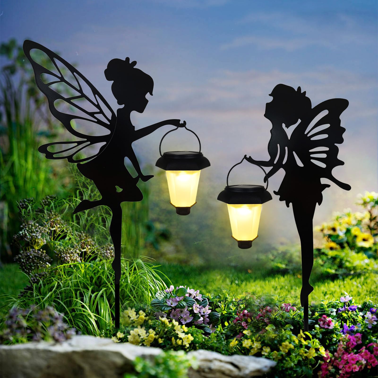 SUNNYPARK boxed set with detachable wings stakes and lanterns for quick assembly