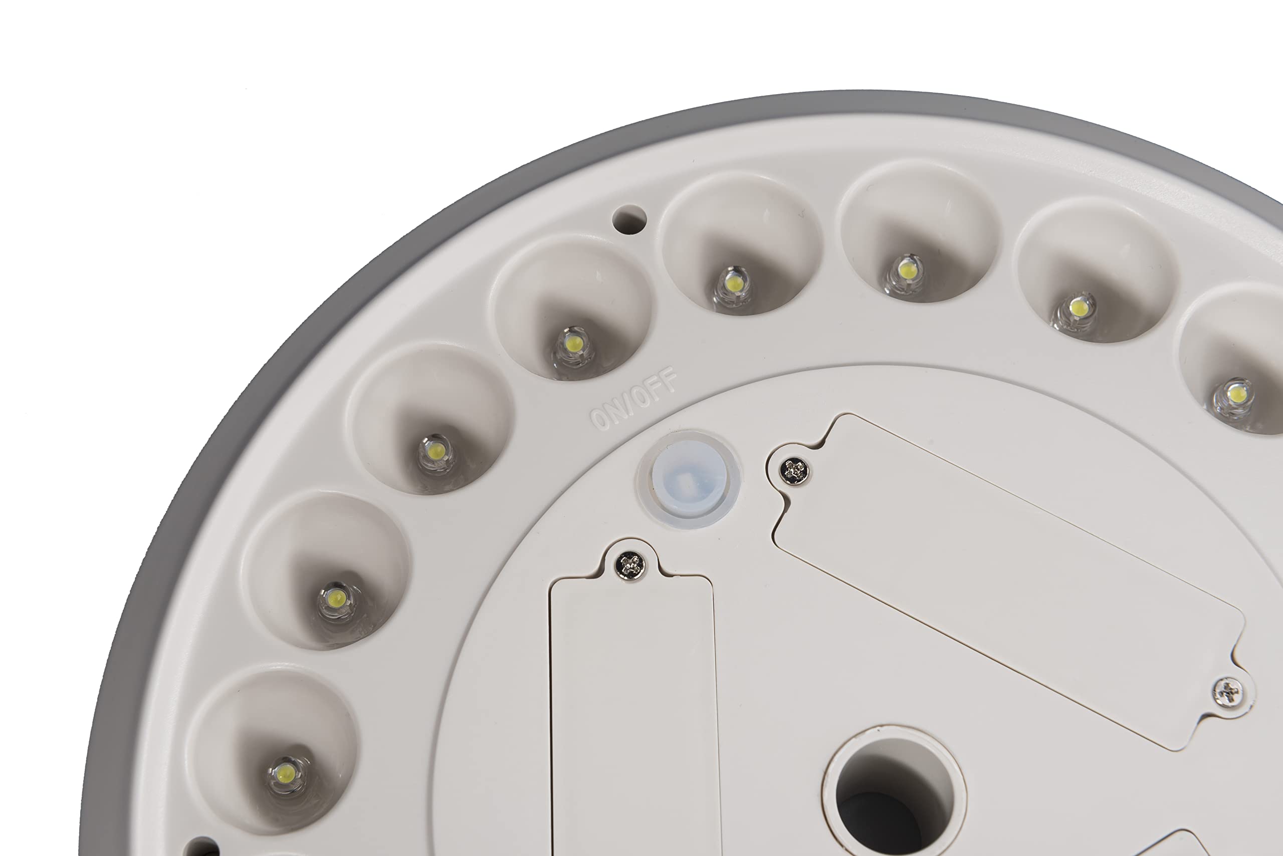 Sunnytech battery compartment open showing three batteries installed for longer runtime