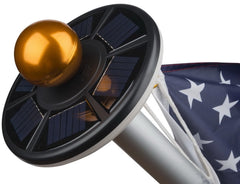 Sunnytech front view of solar flagpole light showing compact design and easy install benefit