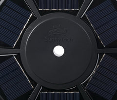 Sunnytech installed under finial on a pole, providing automatic dusk-to-dawn lighting