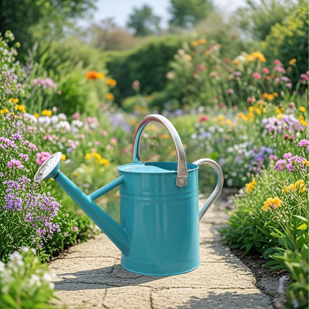 SunnyTong watering can beside a gallon jug showing true 1-gallon capacity benefit