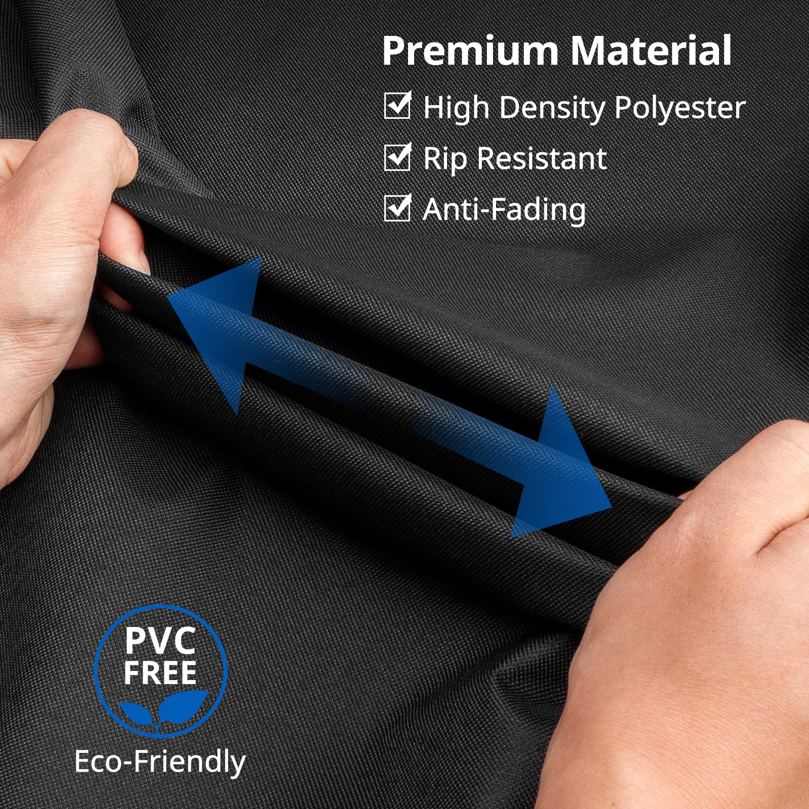 SunPatio cover beside a chair for scale, helping confirm fit for compact sets