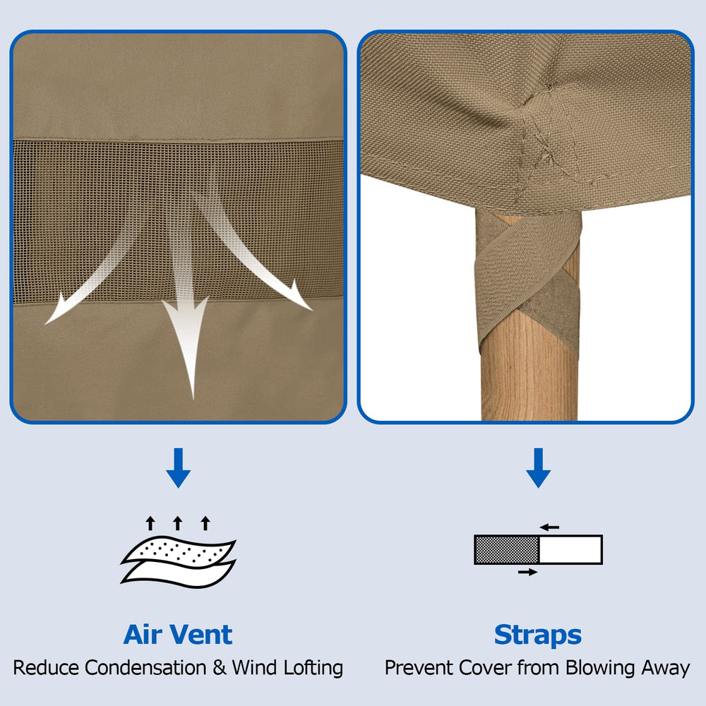 SunPatio folded cover in storage bag for compact storage and easy transport