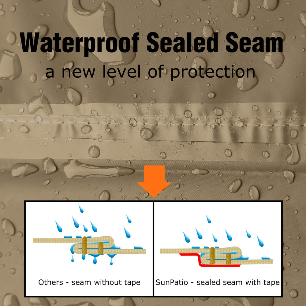 SunPatio adjustable drawstring detail securing cover in wind