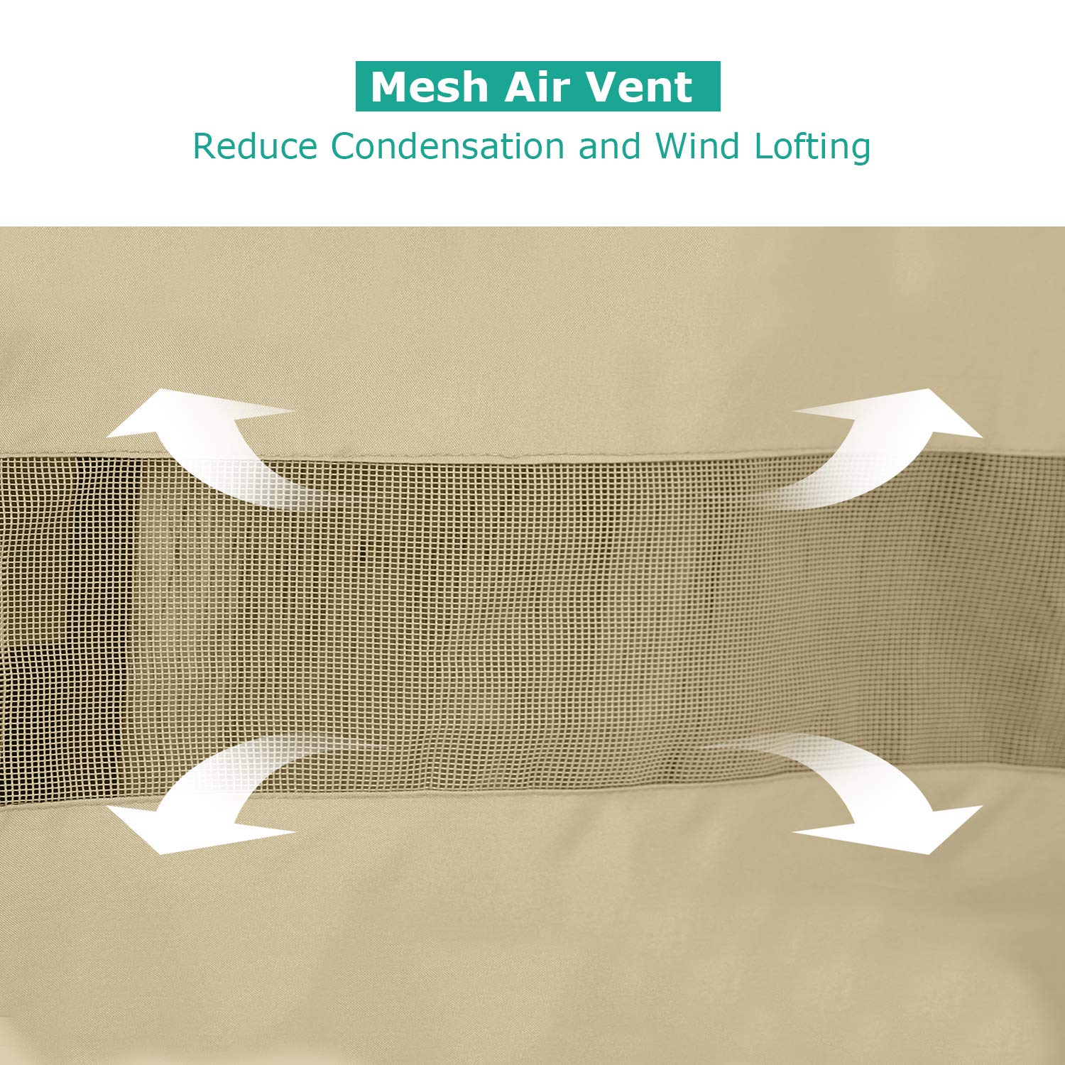 SunPatio drawstring and toggle close-up securing cover in windy conditions