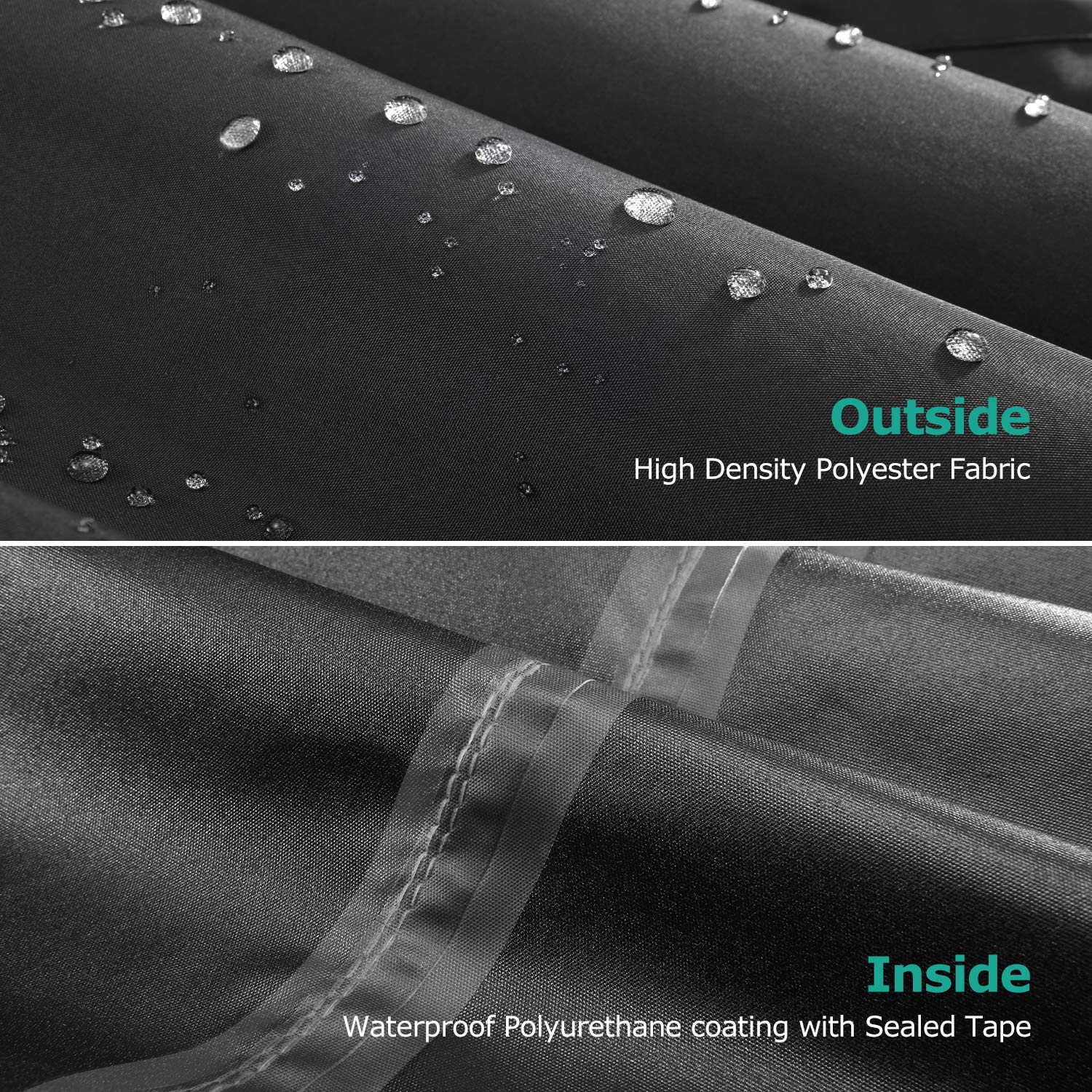 SunPatio cover repelling rain on a daybed keeping cushions dry and protected