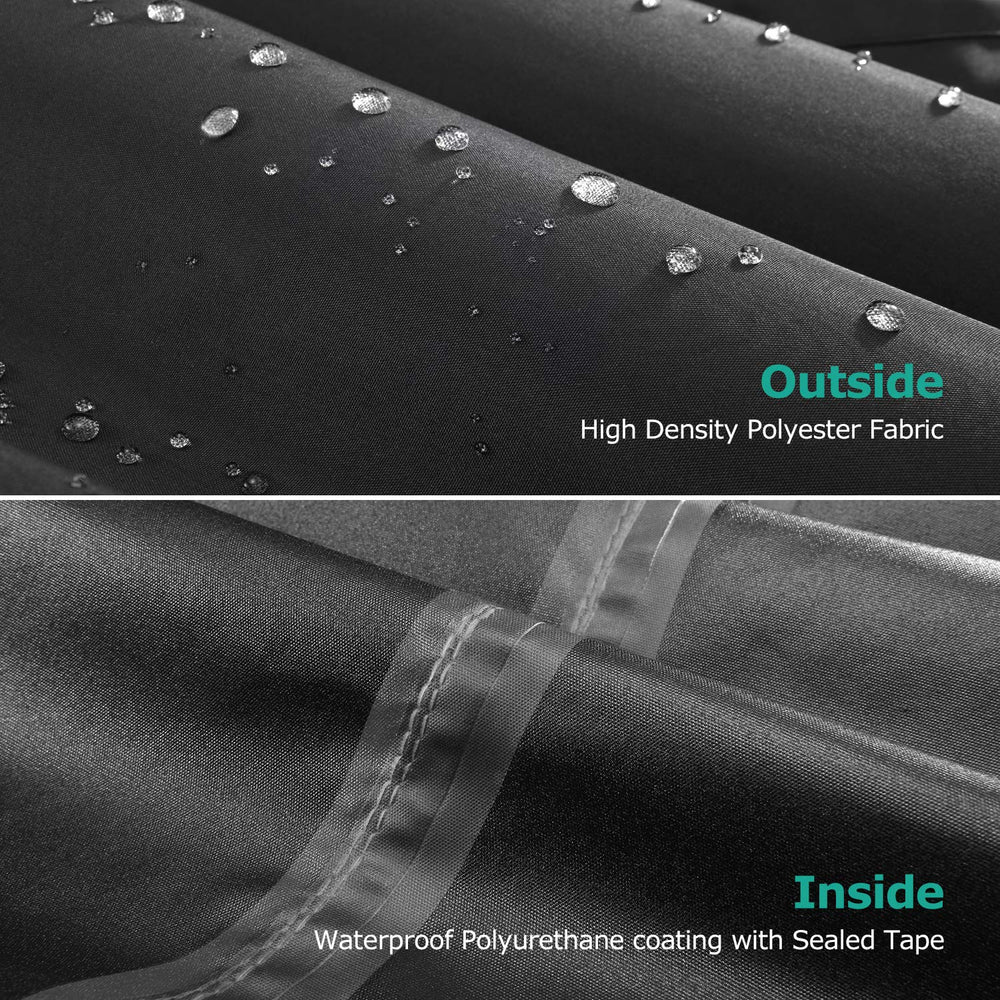 SunPatio cover repelling rain on a daybed keeping cushions dry and protected