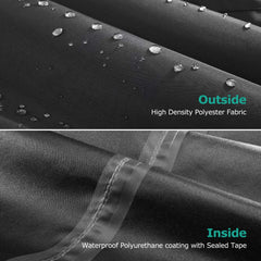 SunPatio cover repelling rain on a daybed keeping cushions dry and protected