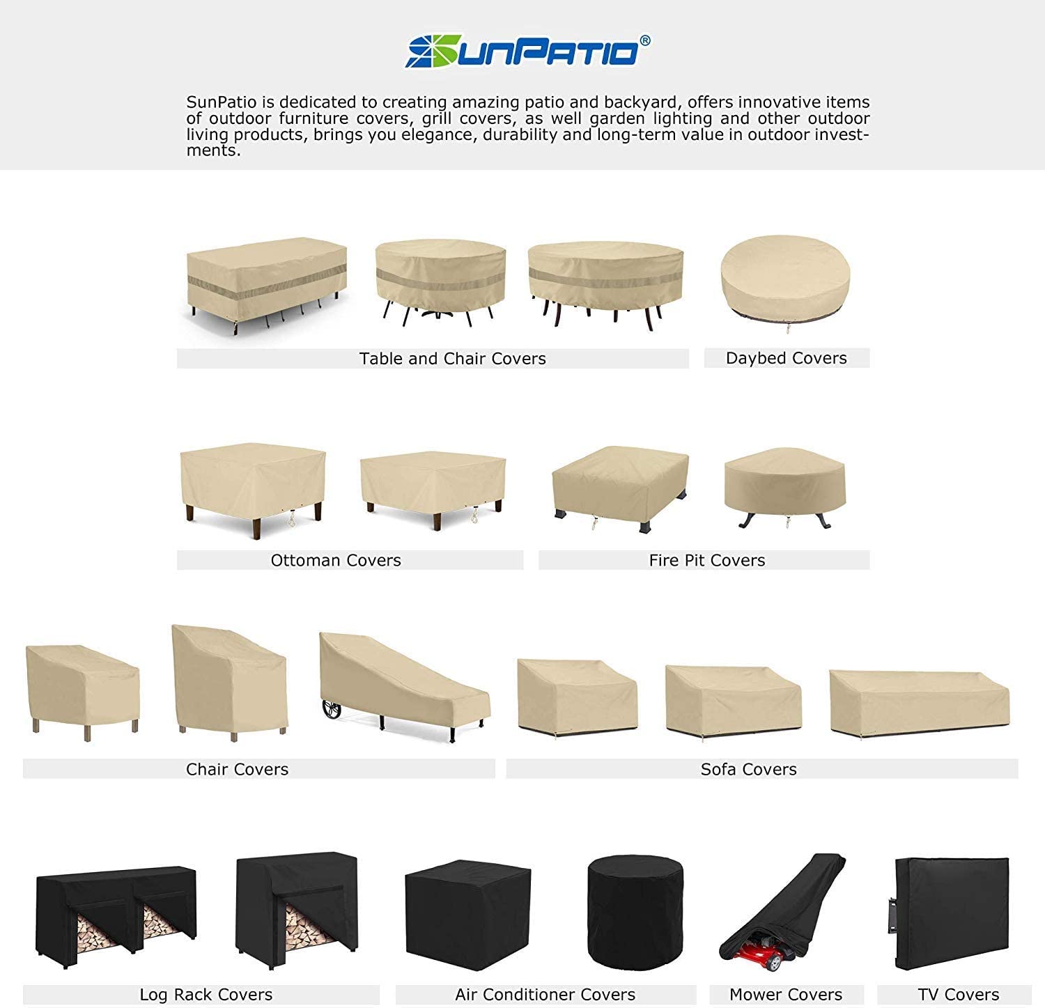 SunPatio cover in patio setting protecting furniture from elements