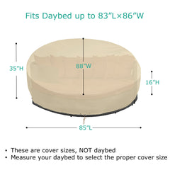 SunPatio drawstring and side fastening view showing secure fit benefit