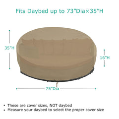 SunPatio side profile showing cover height and snug fit benefit