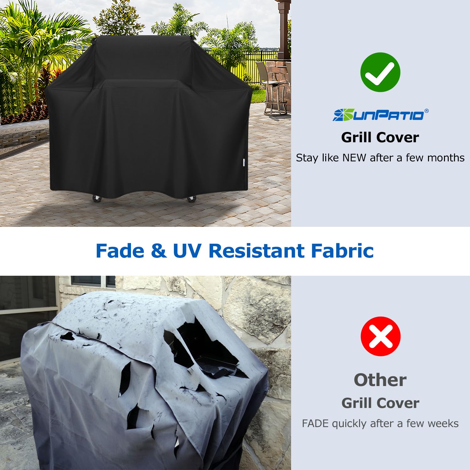 SunPatio side straps and buckles detail secures cover against wind
