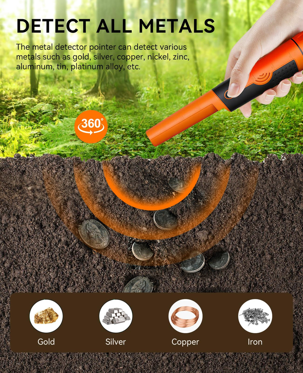 SUNPOW pinpointer being used on wet sand illustrating waterproof performance