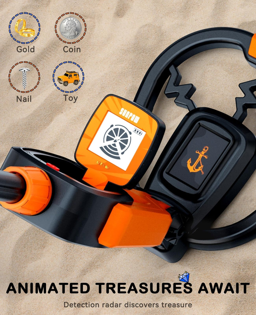 SUNPOW waterproof coil close-up demonstrating splash-resistant searching on wet sand