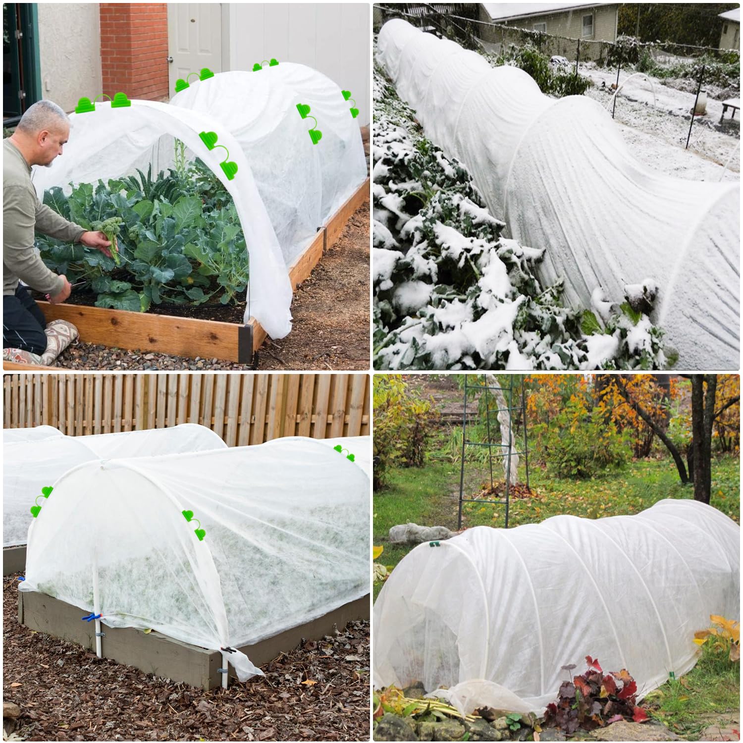SUNPRO lifestyle shot of gardener installing kit to extend growing season and protect seedlings