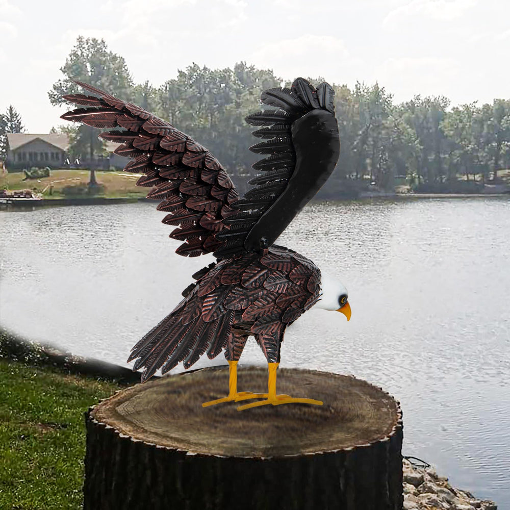 SUNREEK statue on lawn showing size comparison and focal impact