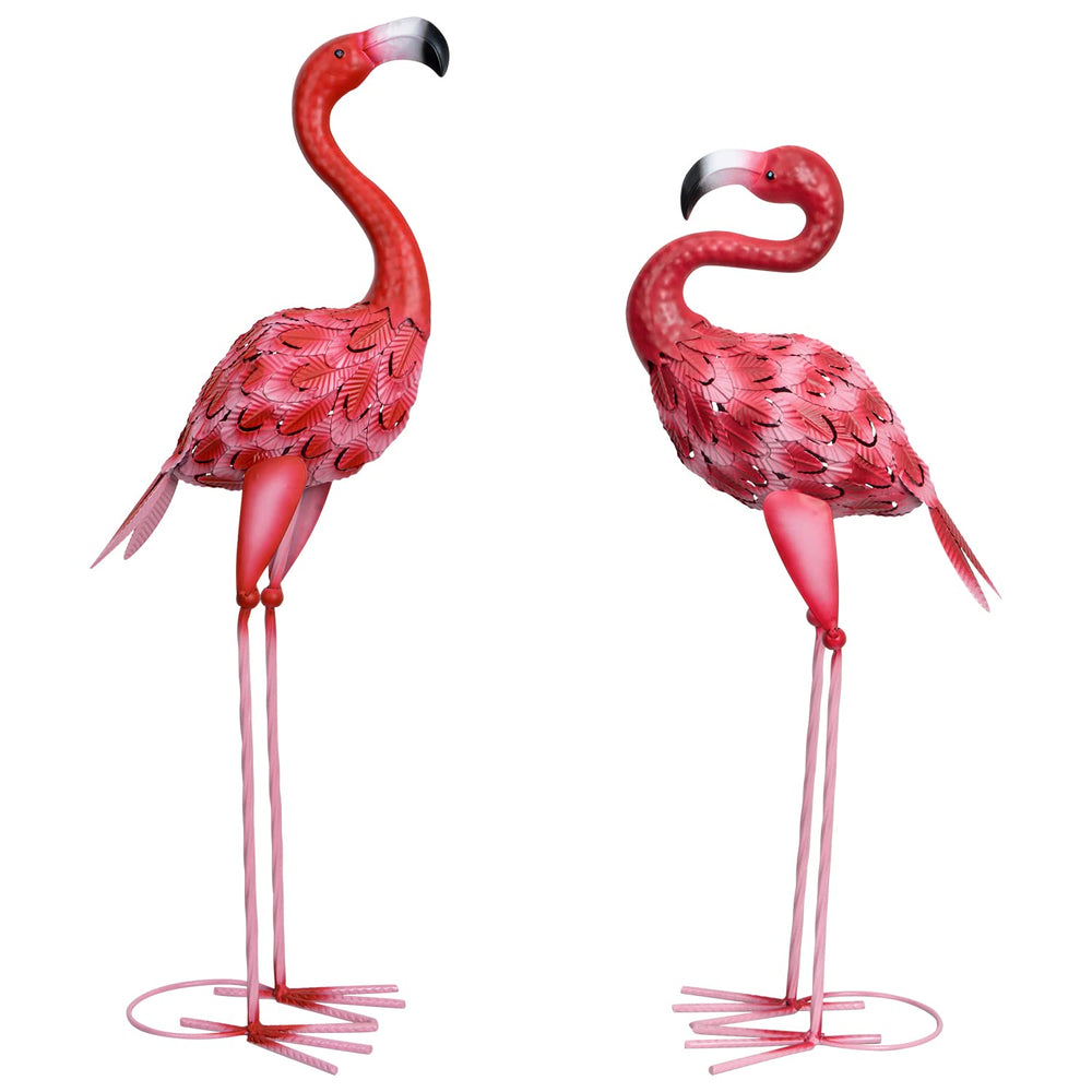 SUNREEK front view of two flamingo statues showing vibrant color and curb appeal