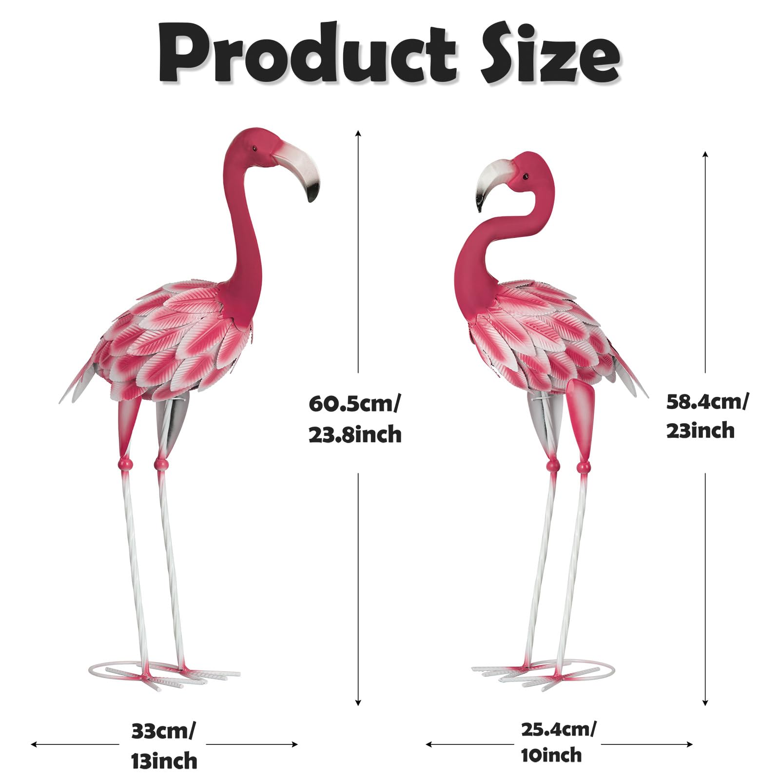 SUNREEK side profile of metal flamingo showing sculpted neck and silhouette benefit