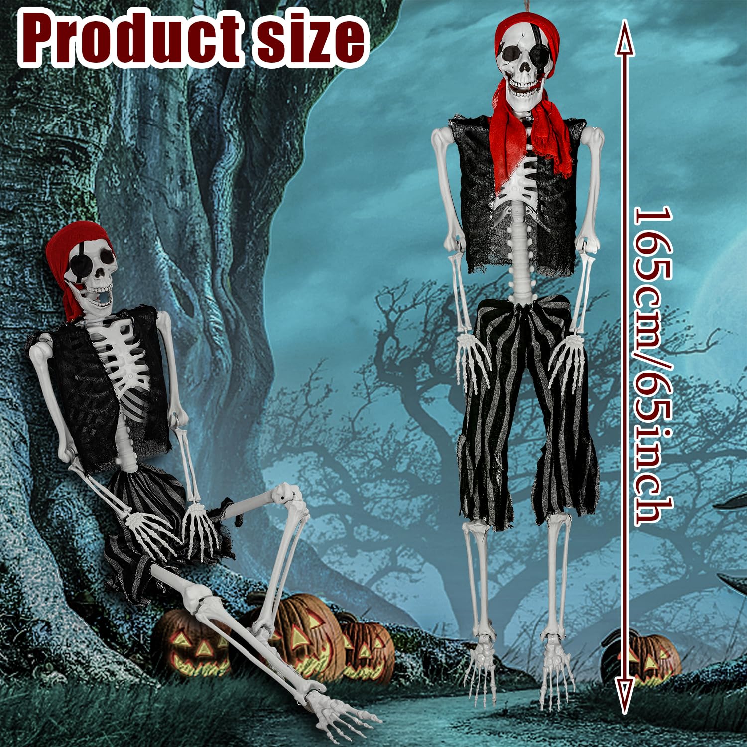 SUNREEK pirate skeleton close-up of face and movable jaw highlighting poseability