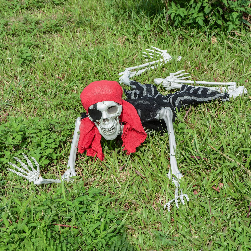 SUNREEK pirate skeleton in yard party display providing instant Halloween atmosphere