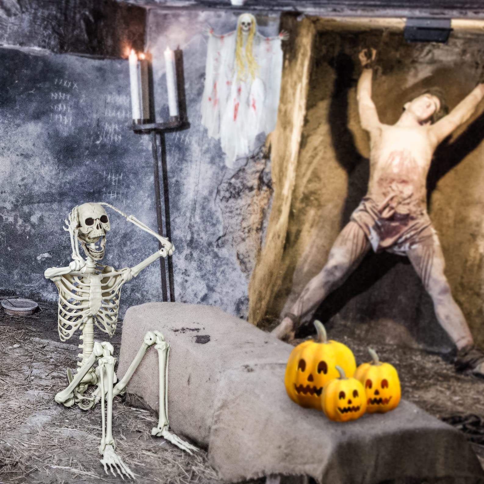 SUNREEK skeleton next to door showing scale and display planning benefit