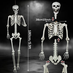 SUNREEK skeleton hanging from porch hook creates striking outdoor Halloween décor