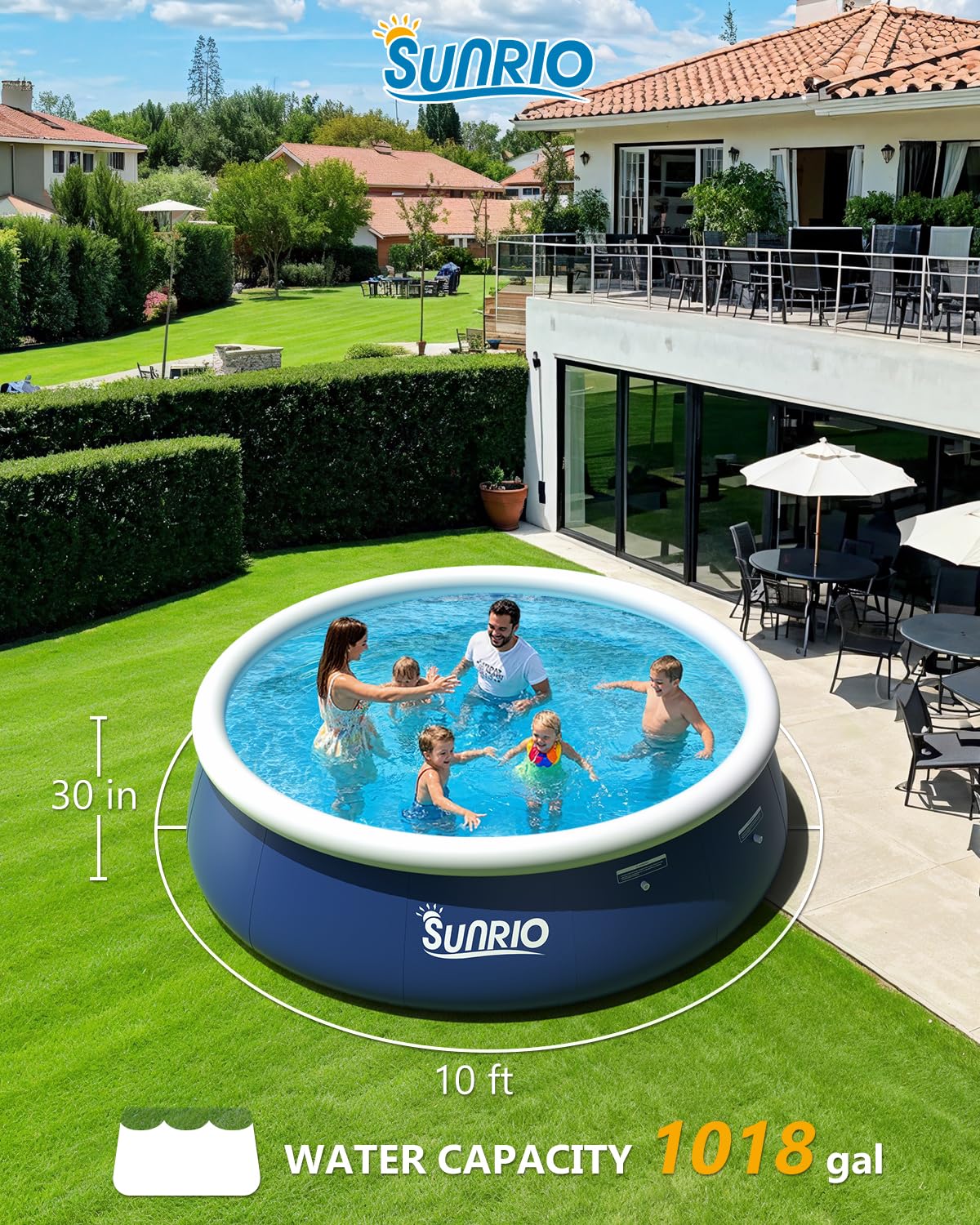 Sunrio adults relaxing inside pool illustrating comfortable adult use